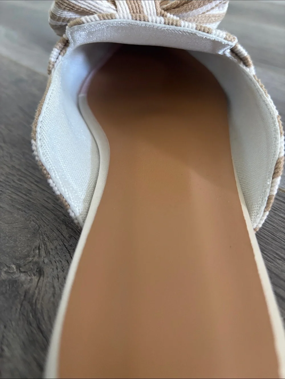 SHEIN Beige & Cream Striped Bow Pointed Mules - Picture 9 of 10